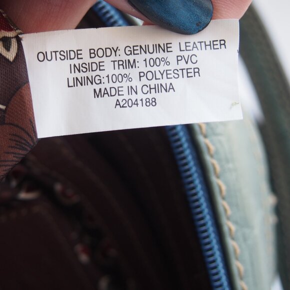 Tignanello Teal Croc Print Leather Convertible Crossbody/Shoulder Bag W/Hangtag - Picture 9 of 16